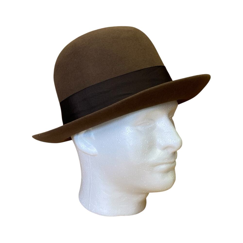 1940s Saks Fifth Avenue Derby Hat | Vintage Brown Bowler Felt Hat Size 7 1/4
